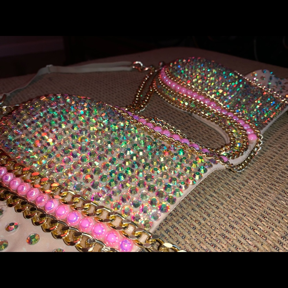 Gorgeous Bedazzled Plunge Top with chains